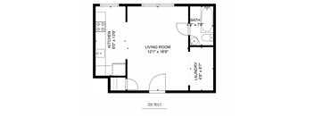 a floor plan of a house with a bedroom and a living room