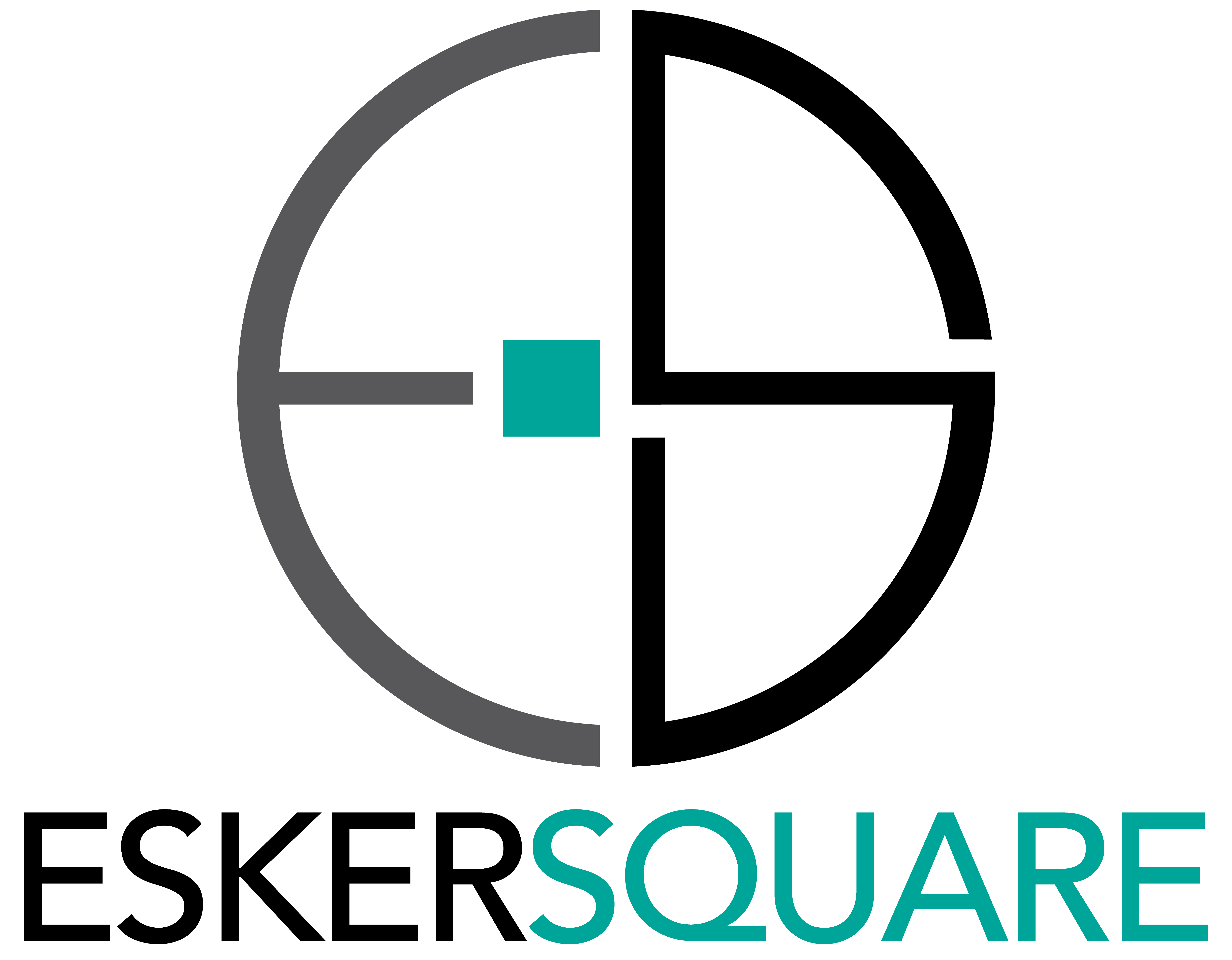 a logo with a square on a black background