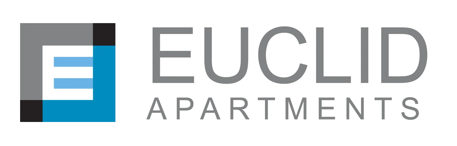 The image is a logo for a company named Euclid Apartments.
