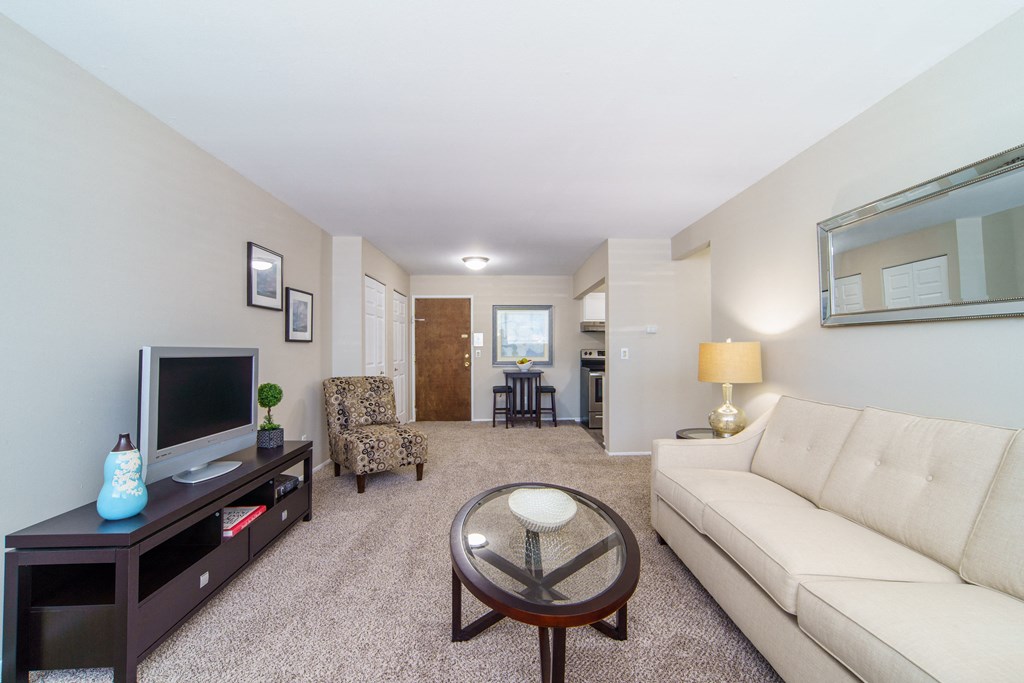 Living area with plush beige carpeting.