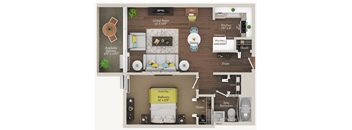Floor Plan LAF A1 at City Club Apartments Lafayette Park, Michigan