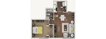 Floor Plan A2 at City Club Apartments Lafayette Park, Detroit, MI 48207