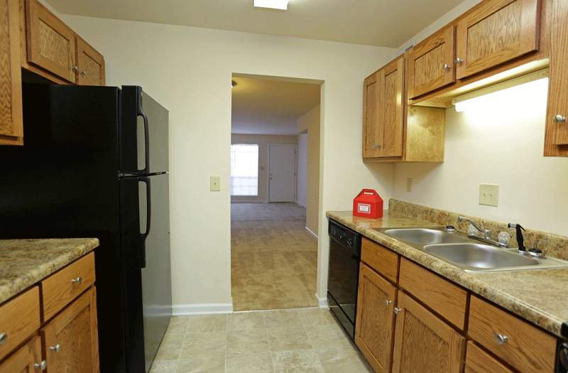 Kitchen with black appliances