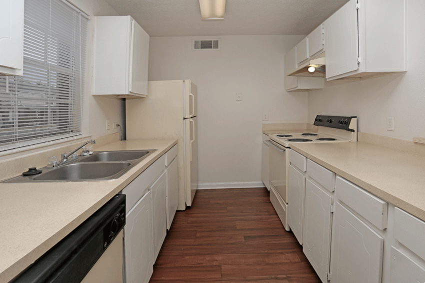 Kitchen with woodlike flooring