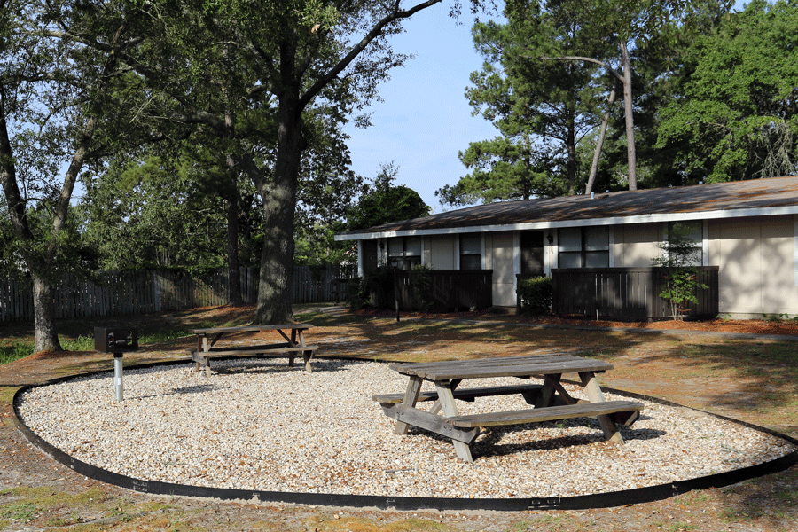 Picnic and bbq area at Davis Gardens.