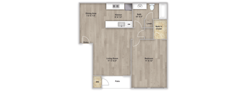 One bedroom floorplan layout