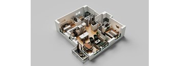 a 3d floor plan of an apartment