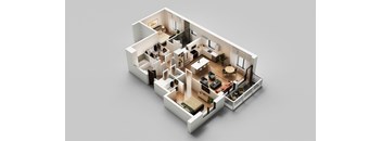 a 3d floor plan of an apartment
