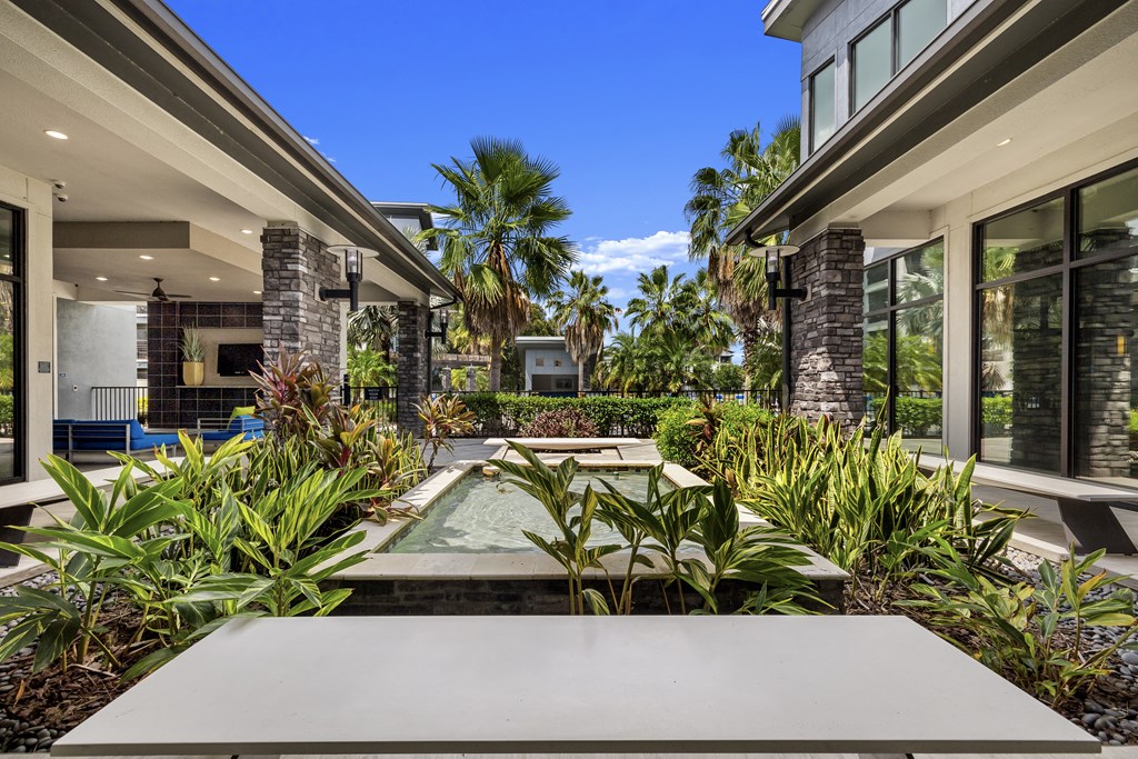 Courtyards With Beautiful Fountains at Pearce at Pavilion Luxury Apartments, Florida
