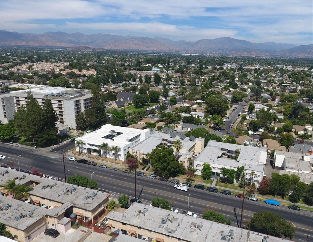 Aerial view of neighborhood