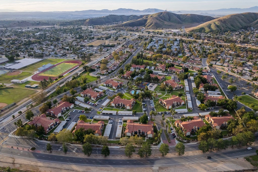 a view of the city from the air