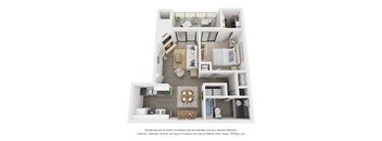a 1 bedroom floorplan is shown in this illustration