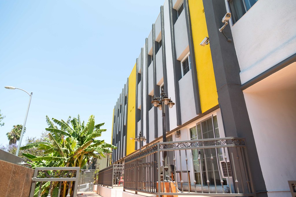 sideview of the building and gate