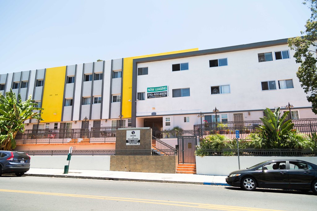 Street view of the building entrance