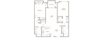 A black and white floor plan of a house with labeled rooms.