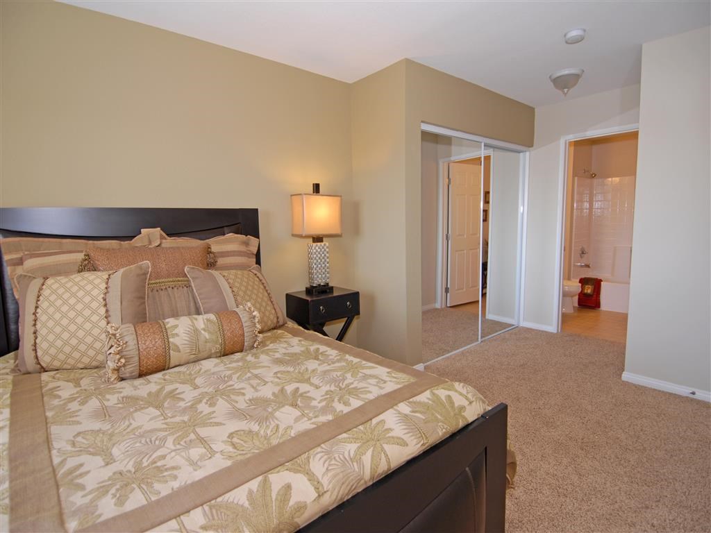 Bedroom with view of bathroom