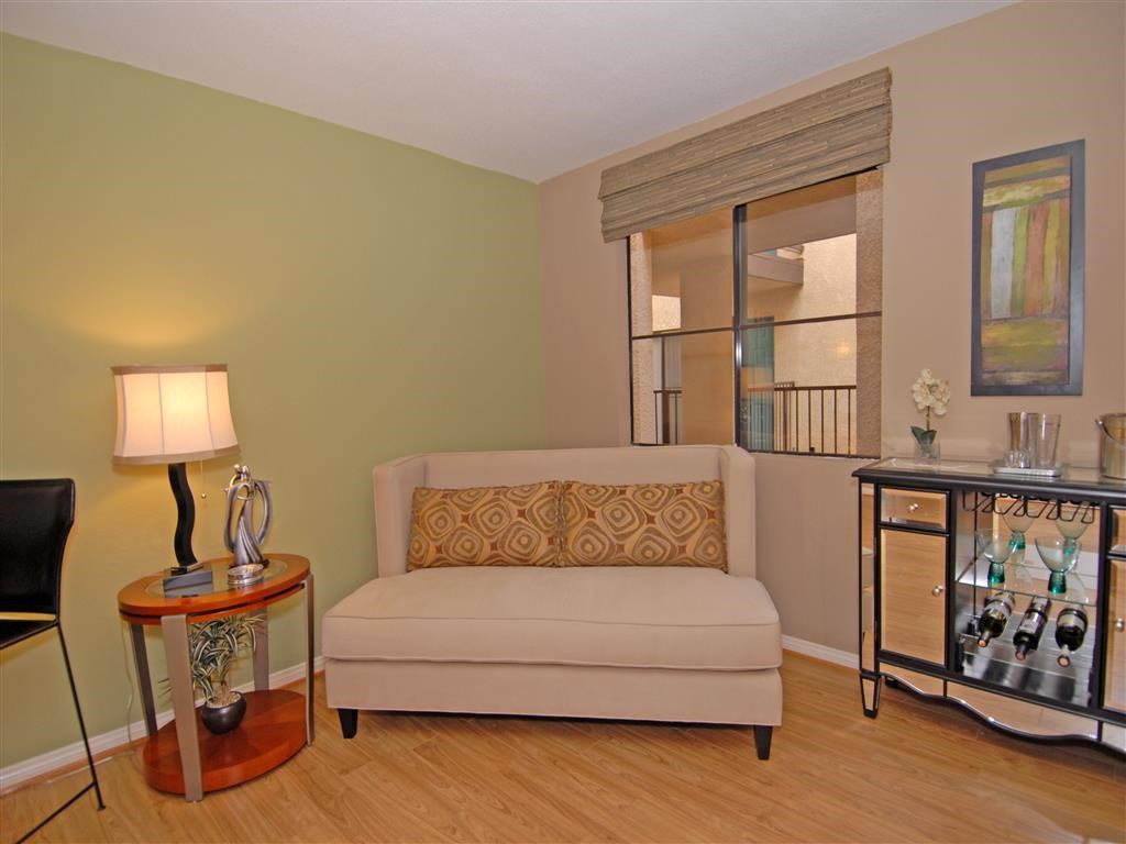 Living room with Love seat and lamp