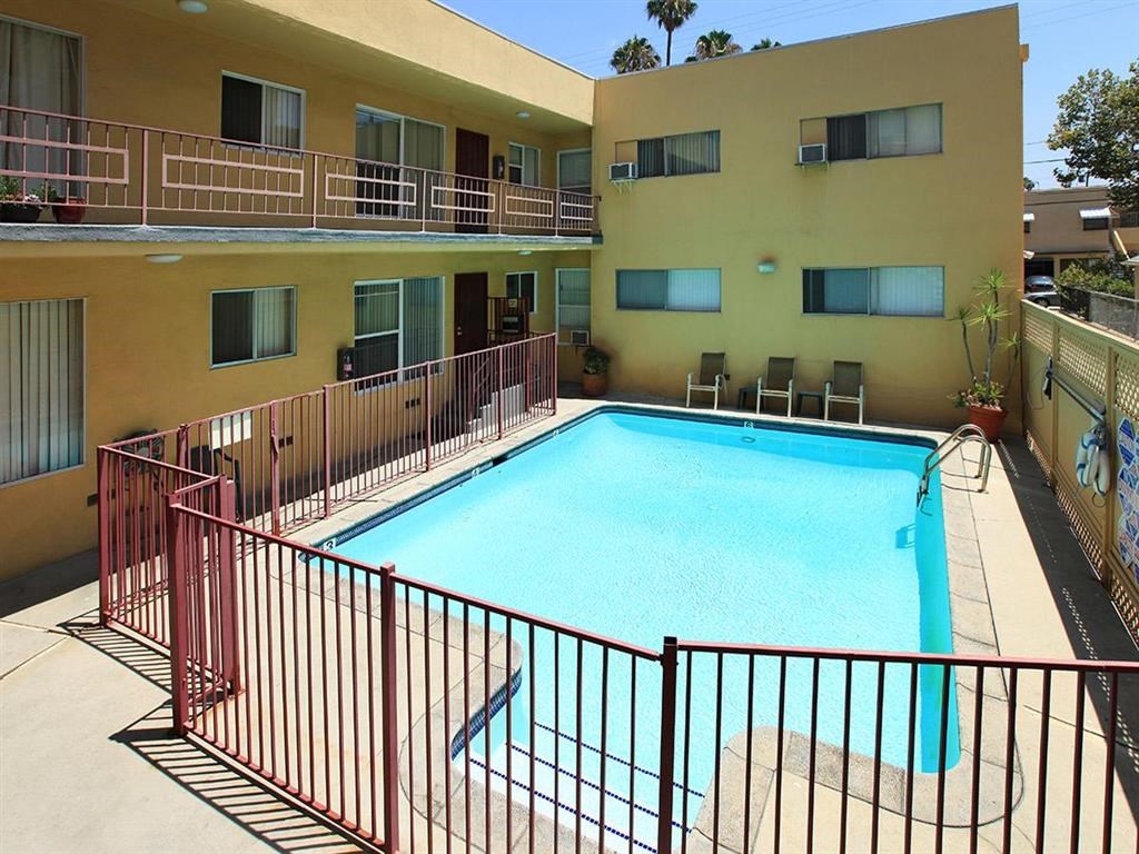 Pool with black gate