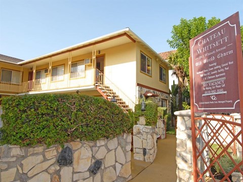 Entrance with leasing sign