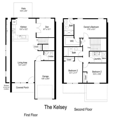 Kelsey Floor Plan at Heritage at Mount Holly, Mount Holly