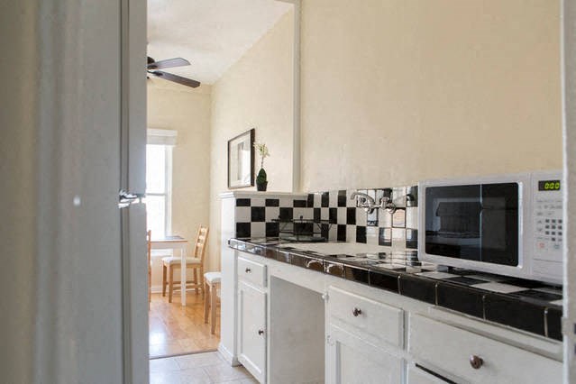 kitchen view of door counters