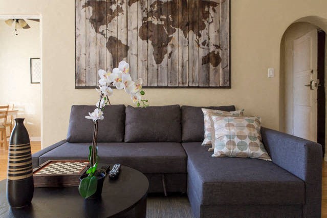 living room with model furniture