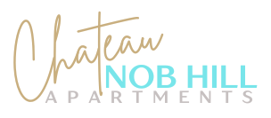 The image is a logo for Chateau Nob Hill Apartments.