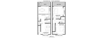 2BR 1.5Bath Floor Plan
