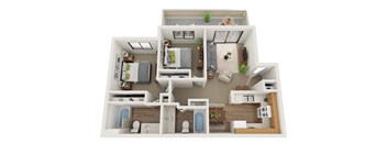 3D floor plan of the 2x2