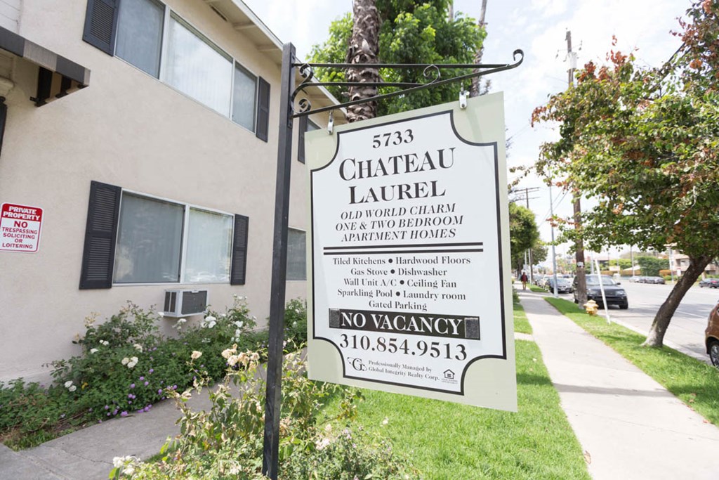 Leasing sign outside of the building