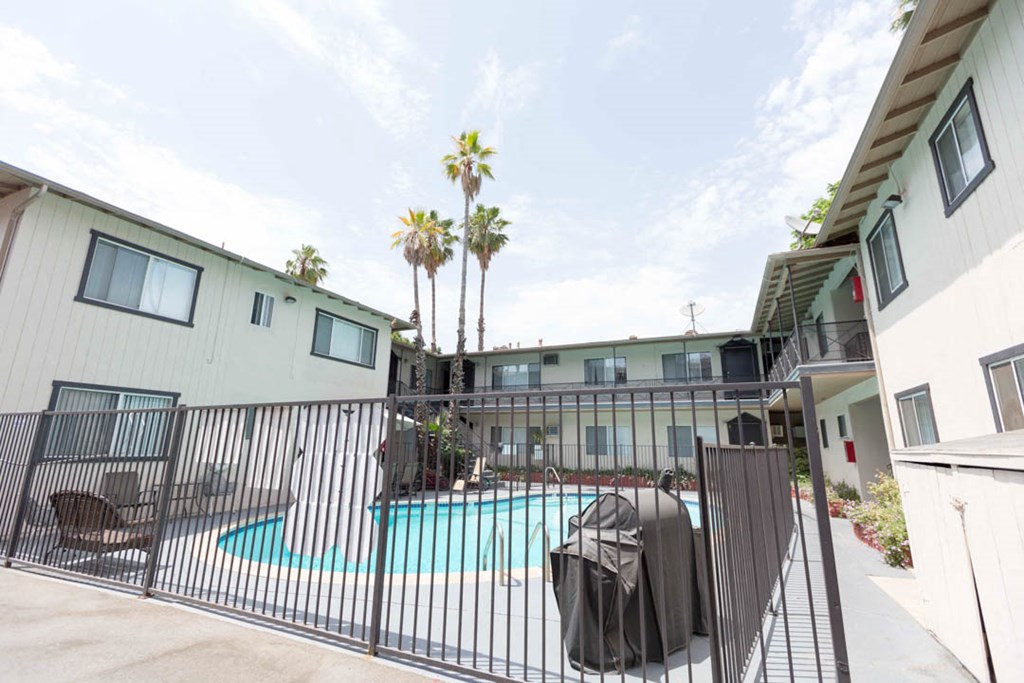side view of pool's seating area
