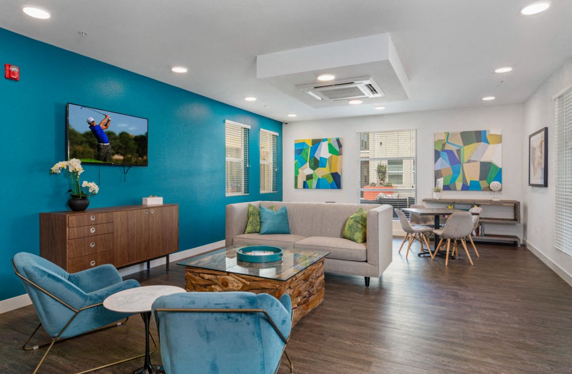 building lounge are with TV and office table in the corner