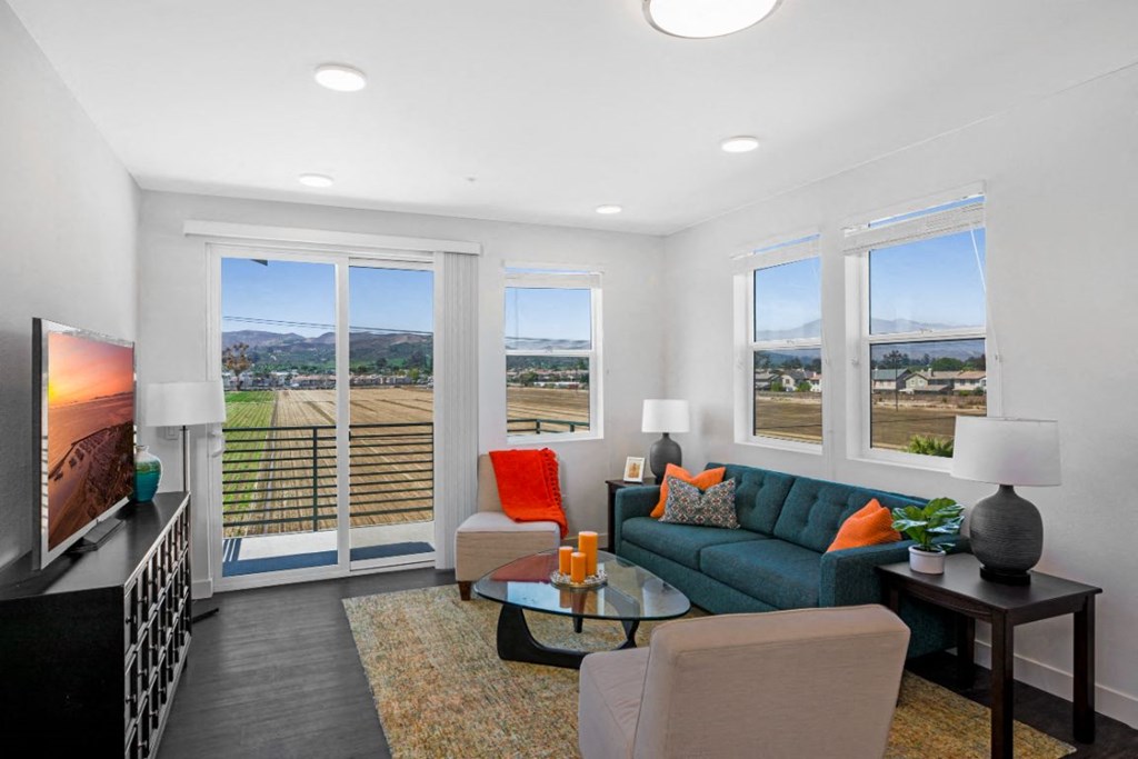 living room with view of open fields