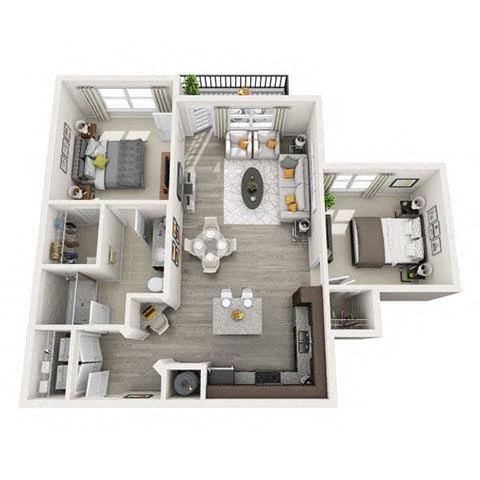 B1 927sqft floor plan at Pearce at Pavilion Luxury Apartments, Riverview, FL, Florida