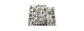 B2 1080sqft floor plan at Pearce at Pavilion Luxury Apartments, Riverview