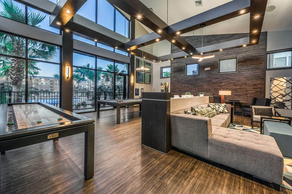Game Room With Billiards And Shuffleboard at Pearce at Pavilion Luxury Apartments, Florida, 33578