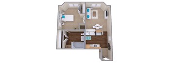 1 Bedroom 1 Bathroom The Gallery Floor Plan at The Carillon, Greensboro