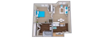 1 Bedroom 1 Bathroom The Guilford Floor Plan at The Carillon, Greensboro, North Carolina