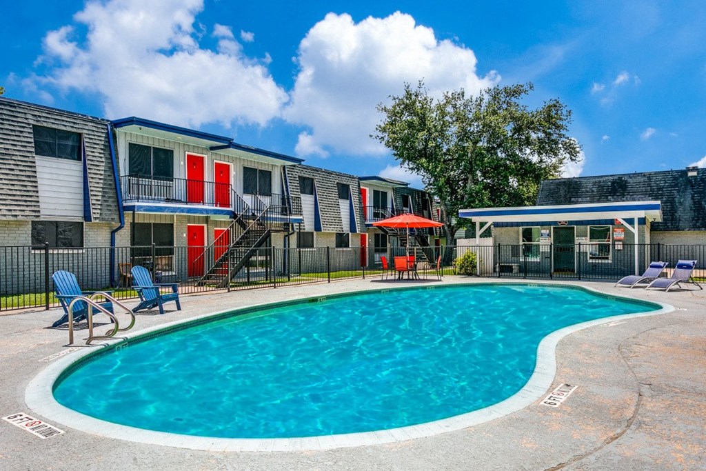 our apartments have a large swimming pool in front of our buildings