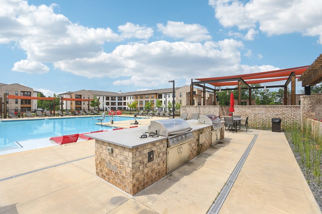 The pool area with grills