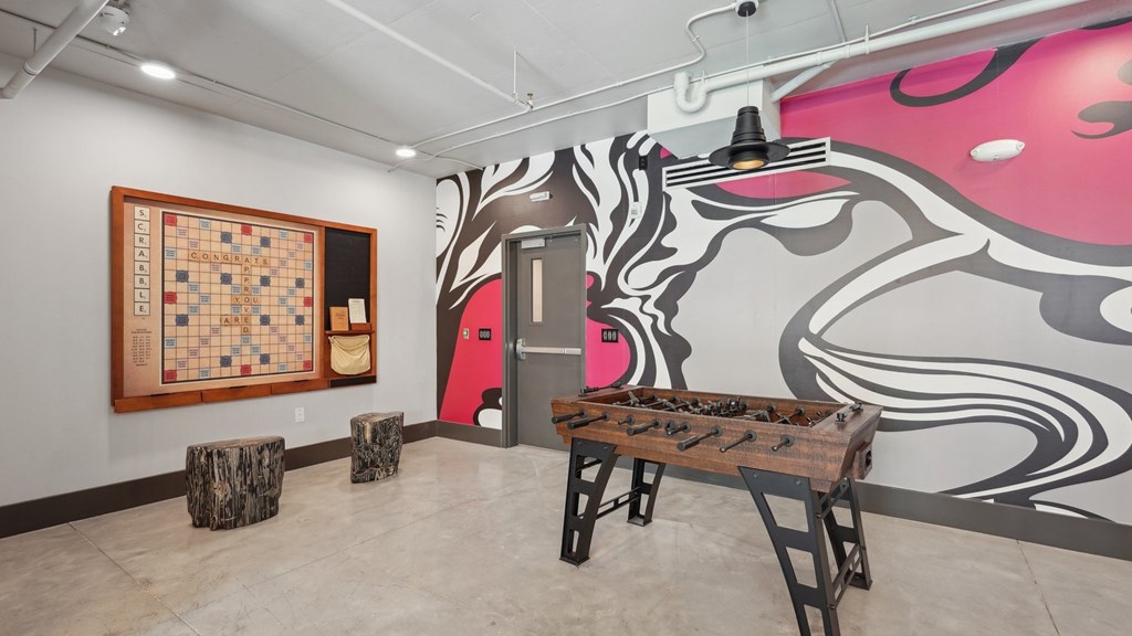 Very large scrabble board and foosball