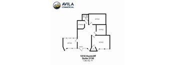 floor plan of offices with storage area.
