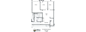 a floorplan image of available office spaces with 1,263 square feet and a bathroom
