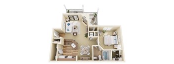 3D floor plan of the tuxedo