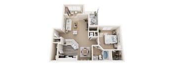 3D floor plan of the tuxedo