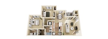 A 3D floor plan of the thornhill
