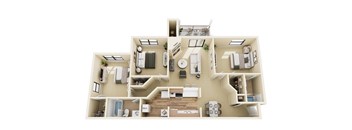A detailed 3D floor plan of  the westchester