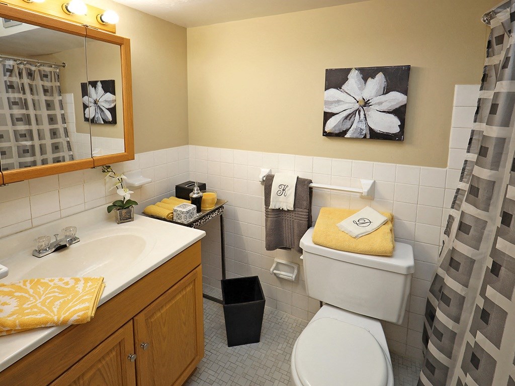 2 Bedroom 1 Bath Model Suite Bathroom at Harbor Crest Apartments, Euclid, OH, 44123