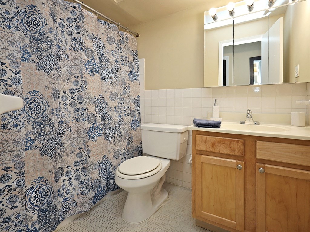 2 Bedroom 2 Bath Model Bathroom at Harbor Crest Apartments, Euclid, OH, 44123