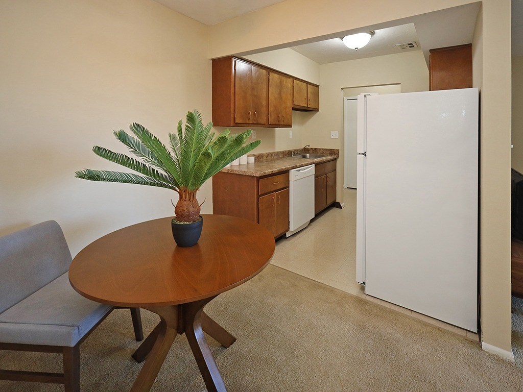 Model Suite Dining Area and Kitchen at Westbrook Village Apartments, Brooklyn OH 44144